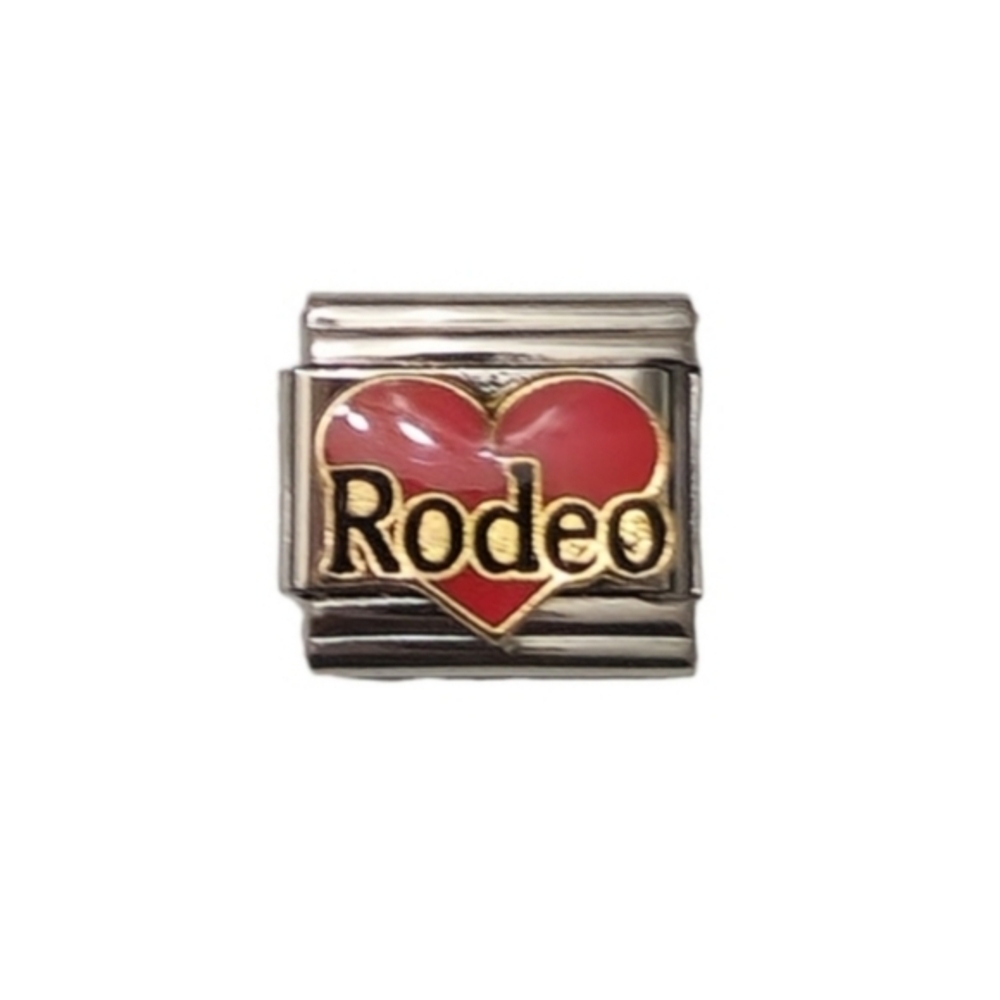 Italian Charmlink for Italian Charm Bracelet I Love Heart Rodeo‎ Country Girl